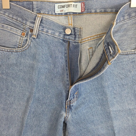 Levi 560 Jeans Mens W34 L33 Blue Denim Comfort Fit Straight Leg Zip Fly Casual - Picture 3 of 14